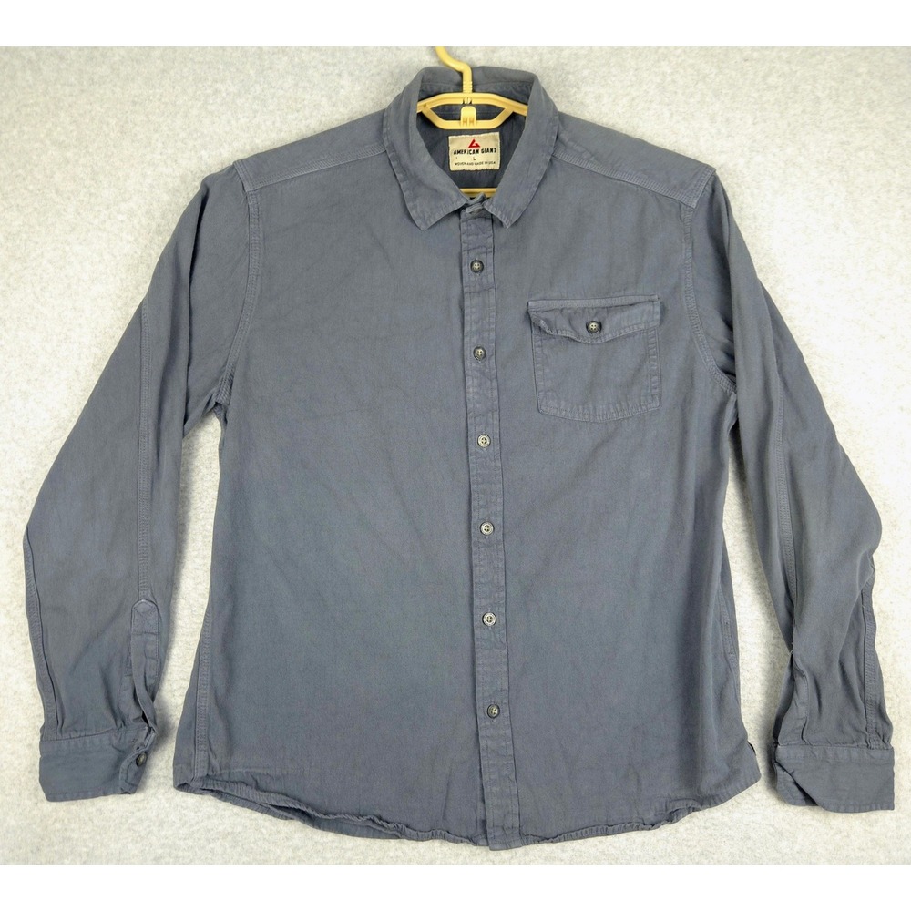 American Giant Men's Gray Long Sleeve Button Up Casual Shirt Size L Woven USA - Picture 2 of 7